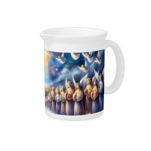Heavenly Choir Under Star of Bethlehem Beverage Pitcher