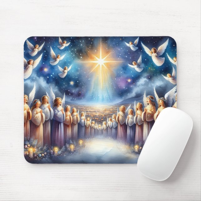Heavenly Choir Under Star of Bethlehem Mouse Pad (With Mouse)