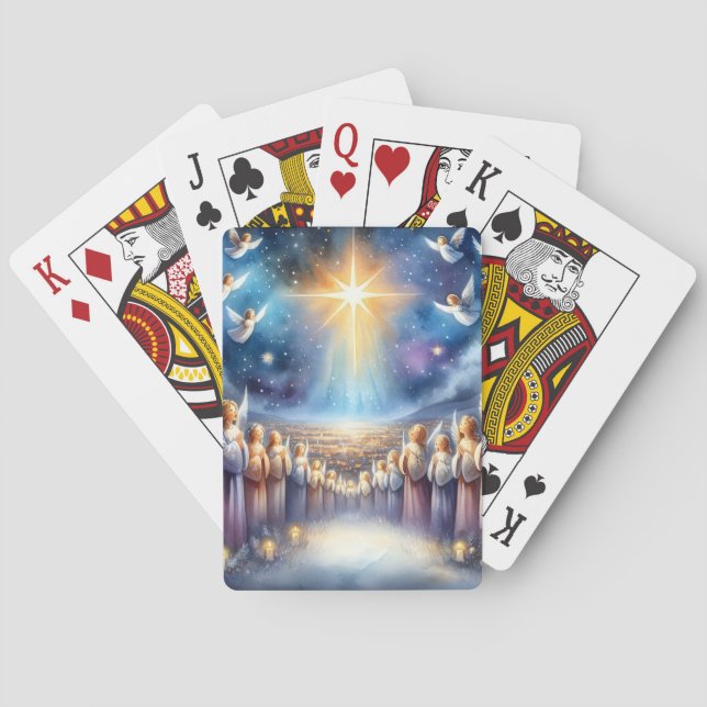 Heavenly Choir Under Star of Bethlehem Poker Cards (Back)