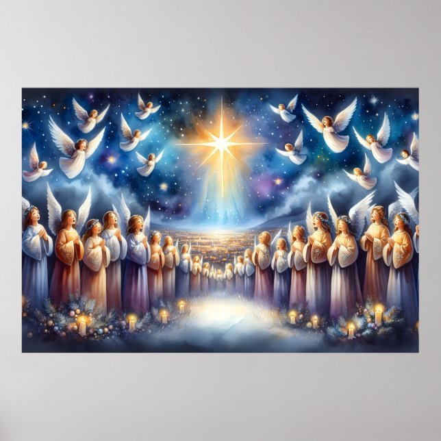 Heavenly Choir Under Star of Bethlehem Poster (Front)