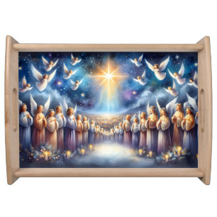 Heavenly Choir Under Star of Bethlehem Serving Tray