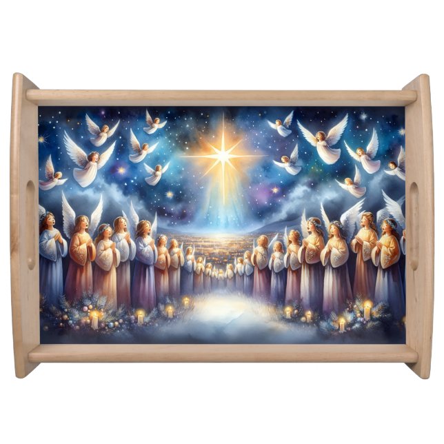 Heavenly Choir Under Star of Bethlehem Serving Tray (Front)