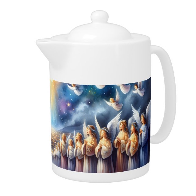 Heavenly Choir Under Star of Bethlehem Teapot (Right)