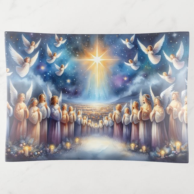 Heavenly Choir Under Star of Bethlehem Trinket Tray (Front)