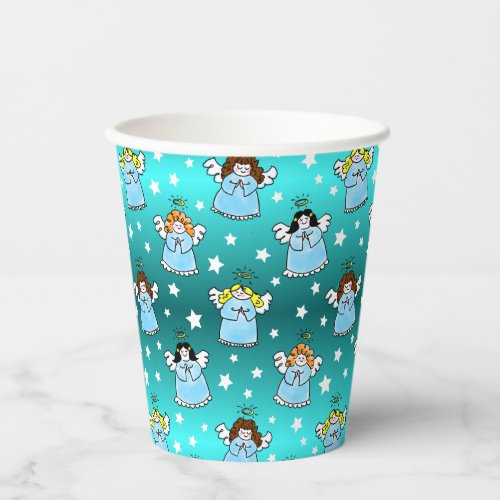 Heavenly Christmas Angels Pattern Paper Cups