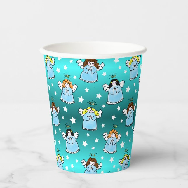 Heavenly Christmas Angels Pattern Paper Cups (Front)