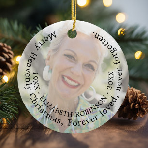 Heavenly Christmas Memorial Photo Ceramic Ornament