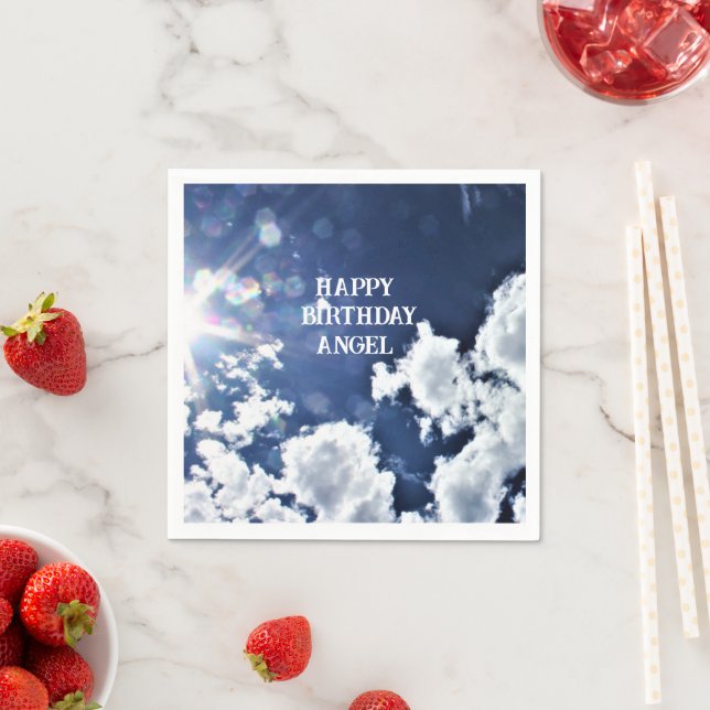 Heavenly Clouds  "Happy Birthday" "Angel" Napkins (Insitu)