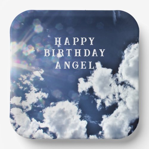 Heavenly Clouds  Happy Birthday Angel Paper Plates