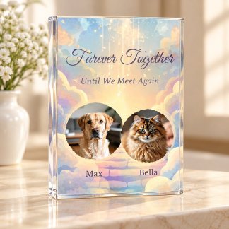 Heavenly Clouds Two Pet Photo Memorial Block