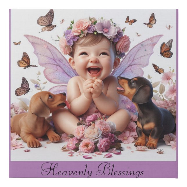 Heavenly Dachshunds Faux Canvas Print (Front)