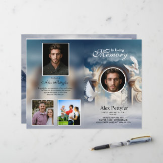 Heavenly Dove Funeral Program Template
