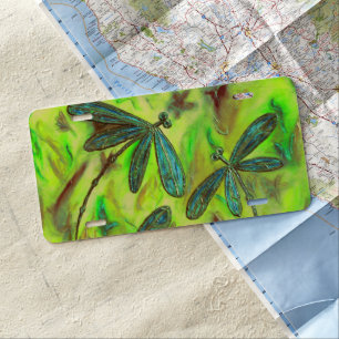 Heavenly Dragonflies On a Starry Sky License Plate