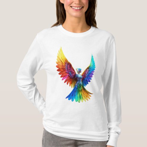 Heavenly Elegance Angel Print T_Shirt 