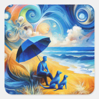 Heavenly Escape on the Seashore Square Sticker