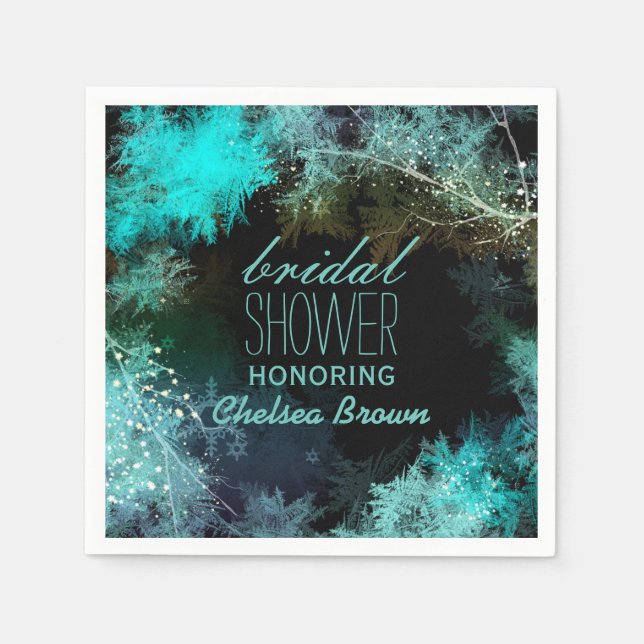 Heavenly Forest Turquoise Bridal Shower Napkins (Front)