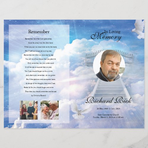 Heavenly Funeral Program Template