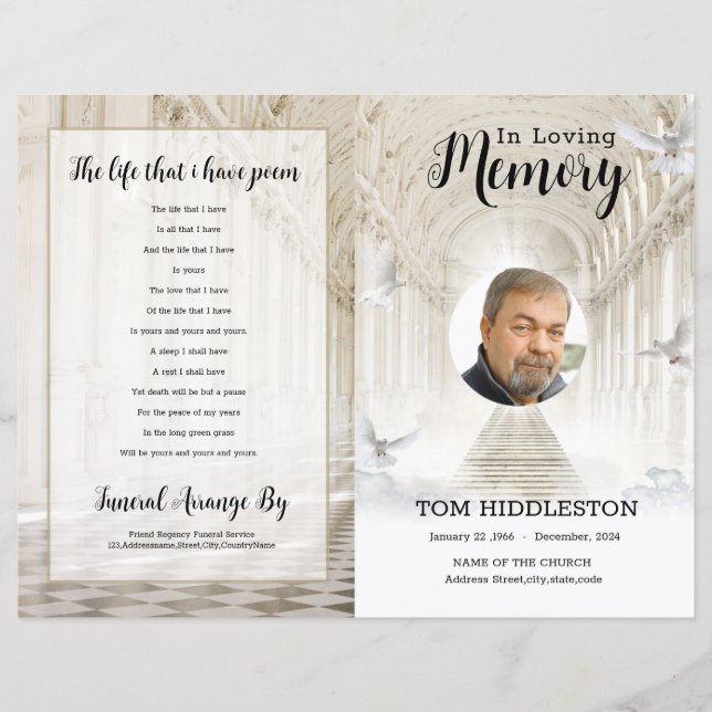 Heavenly Funeral Program Template (Front)