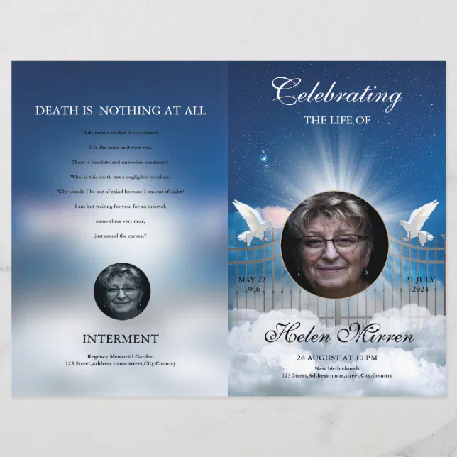 Heavenly Funeral Program Template | Zazzle