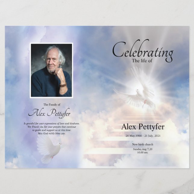 Heavenly Funeral Program Template (Front)