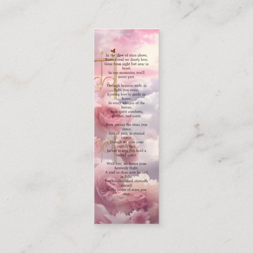 Heavenly Garden of Roses Memorial Bookmark LIA003 Mini Business Card