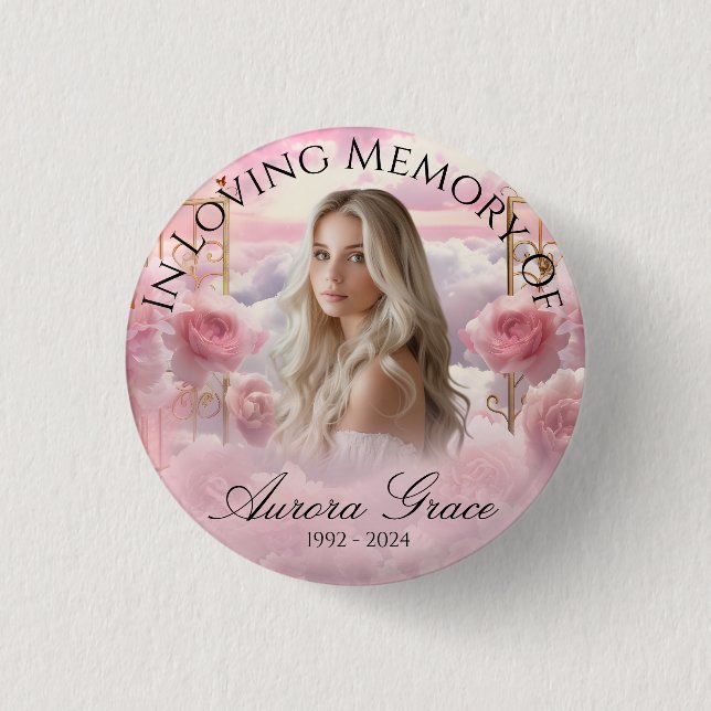 Heavenly Garden of Roses Memorial Button LIA003 (Front)