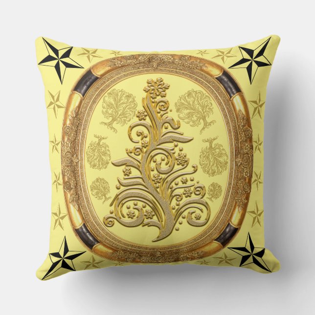  Heavenly Golden Santa Merry Christmas Festive  Throw Pillow (Back)