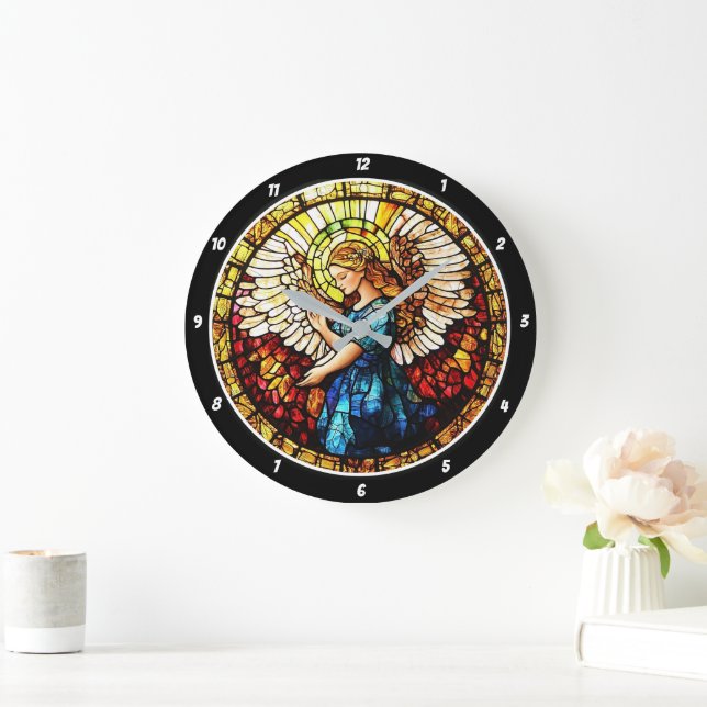 Heavenly Grace Stained Glass Angel Wall Large Clock (Home)