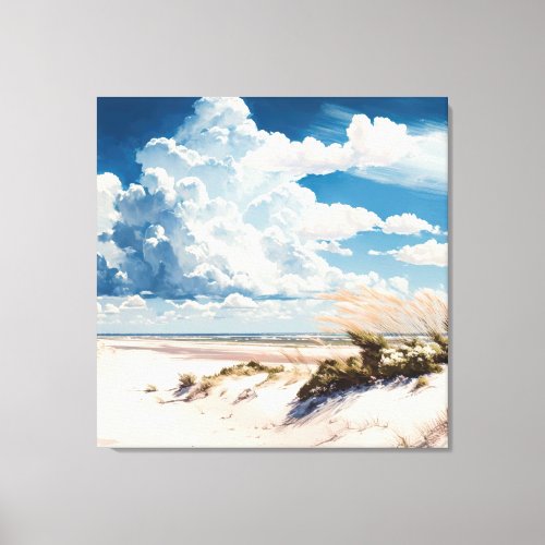 Heavenly Horizons Cloudy Coastline Canvas Print
