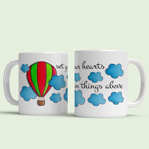 Heavenly Hot air balloon Journey and Bible quote Coffee Mug