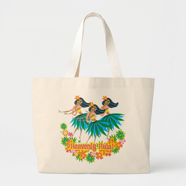Heavenly Hula Girl Hawaiian Beach Bag (Front)