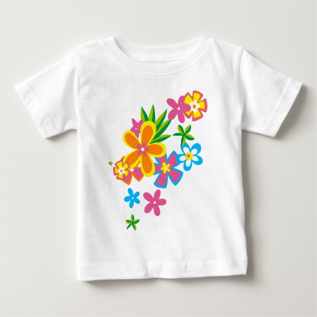 Heavenly Hula Hawaiian Flowers Girls Baby T-Shirt (Front)