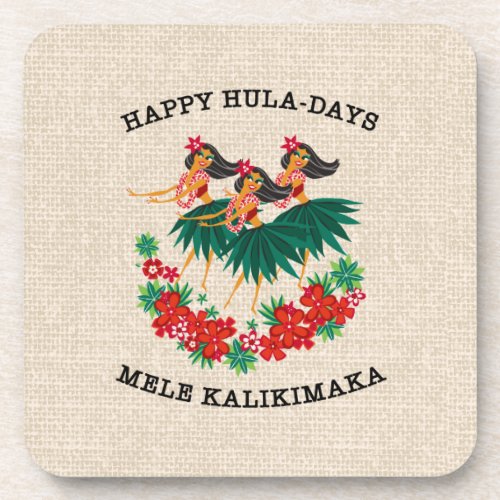 Heavenly Hula Holiday Hawaiian Hula Girls Beverage Coaster