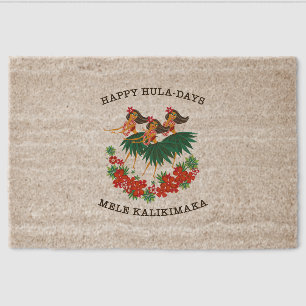 Heavenly Hula Holiday Hawaiian Hula Girls Fiber Doormat