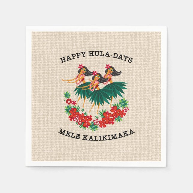 Heavenly Hula Holiday Hawaiian Hula Girls Napkins (Front)