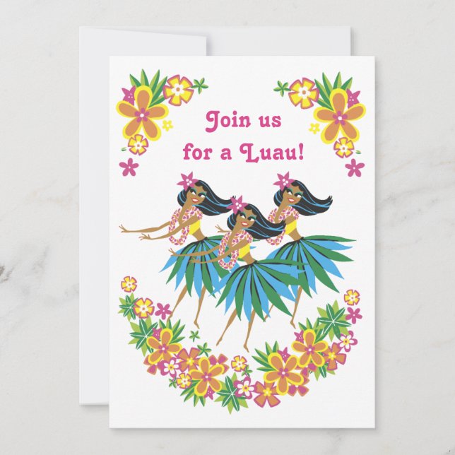 Heavenly Hula Luau & BBQ Invitations (Front)