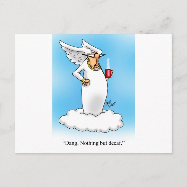 Heavenly Humor Angel Coffee Cartoon Gift! Postcard (Front)