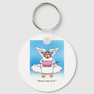 Heavenly Humor Angel Computer Cartoon Gift! Keychain