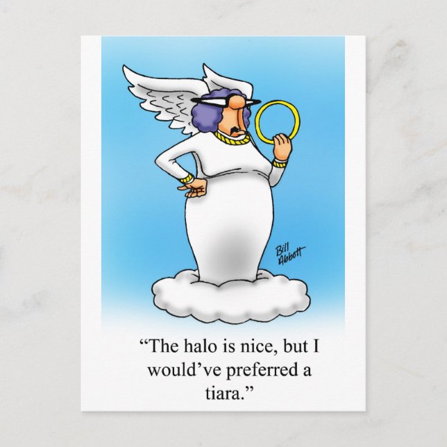 Heavenly Humor Angel Fashion Cartoon Gift! Postcard (Front)