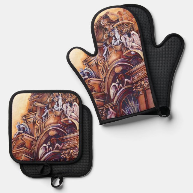 Heavenly Hungarian Oven Mitt & Pot Holder Set (Front/Back)