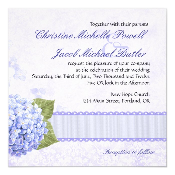 Heavenly Hydrangea   Square Wedding Invitation