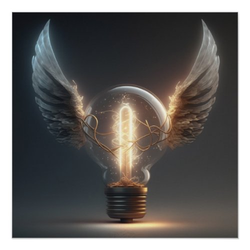 Heavenly Inspiration Steampunk Edison Lightbulb Poster