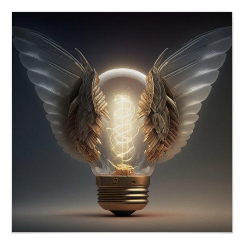 Heavenly Inspiration Steampunk Lightbulb Poster