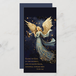 Heavenly Joy in Blue Angel Christmas Bookmark Thank You Card