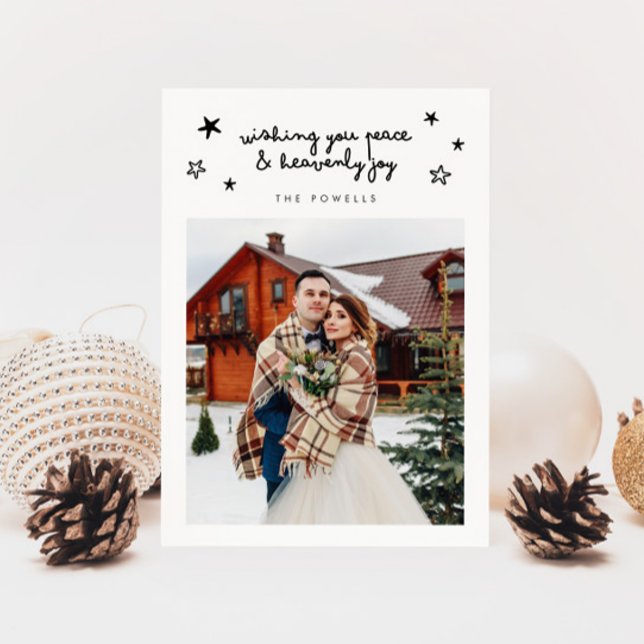 Heavenly Joy Religious Holiday Wedding Photo White Card (Creator Uploaded)