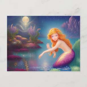 Heavenly Little Mermaid Galaxy Portrait Postcard