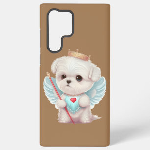 Heavenly Love: Cute Angel Maltese Dog Puppy Samsung Galaxy S22 Ultra Case