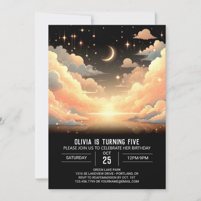 Heavenly Magical Celestial Digital Birthday Invitation (Front)