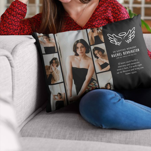 Heavenly Memorial Tribute Photo Grid Accent Pillow (Creator Uploaded)