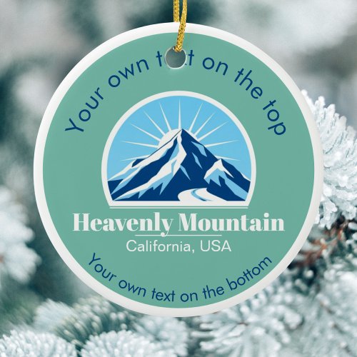 Heavenly Mountain California ski vacation medal Ceramic Ornament